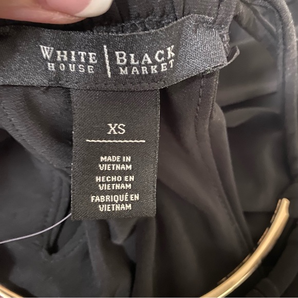 White House Black Market Halter Date Top Black Strappy Gold Accents XS Sexy - Picture 3 of 16